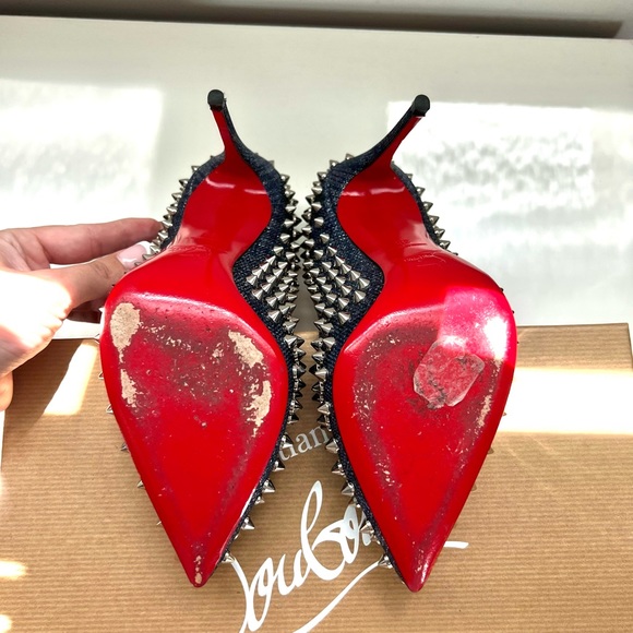 Christian Louboutin FOLLIES SPIKES 100 LAME LUX - Picture 12 of 16